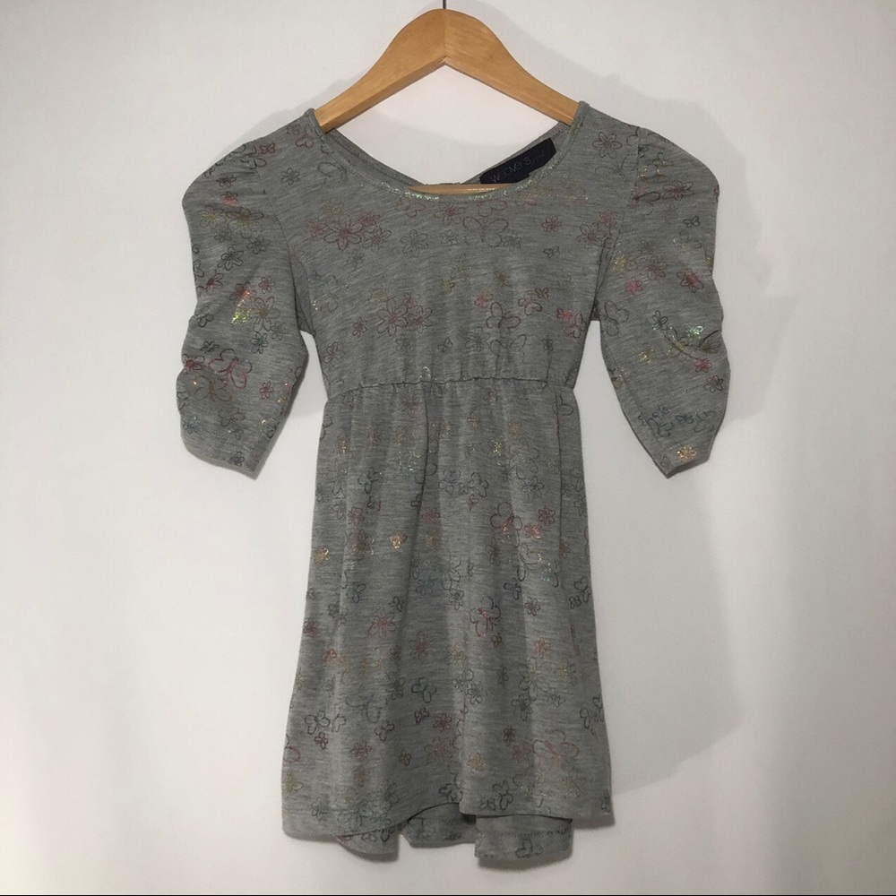 WEAVERS GIRL GIRLS SMALL BLOUSE TOP BUTTERFLY DESIGN GREY DRESS BELT